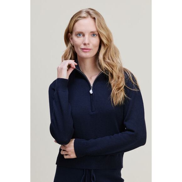 Kilte The Taylor Quarter Zip Cashmere Cotton Blend Sweater Size 2 Medium - Picture 1 of 13